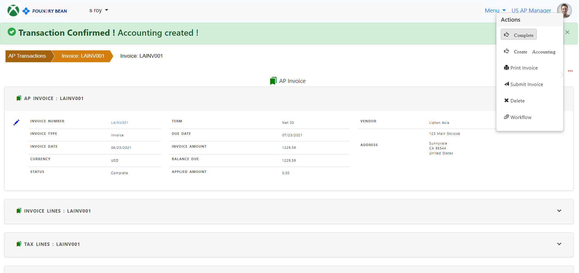 Payables Invoice