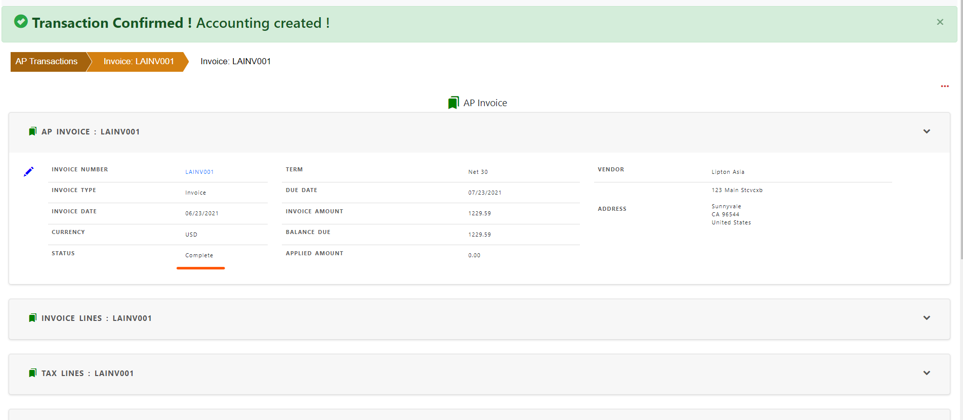 Payables Invoice