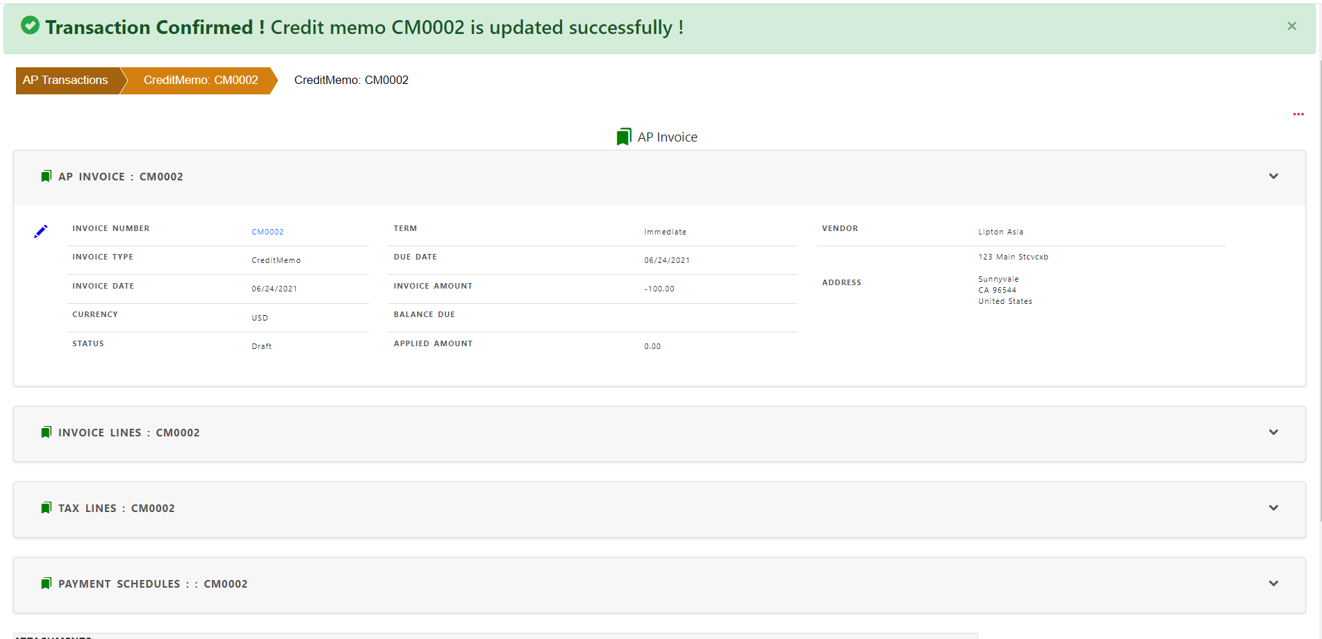 Payables Invoice