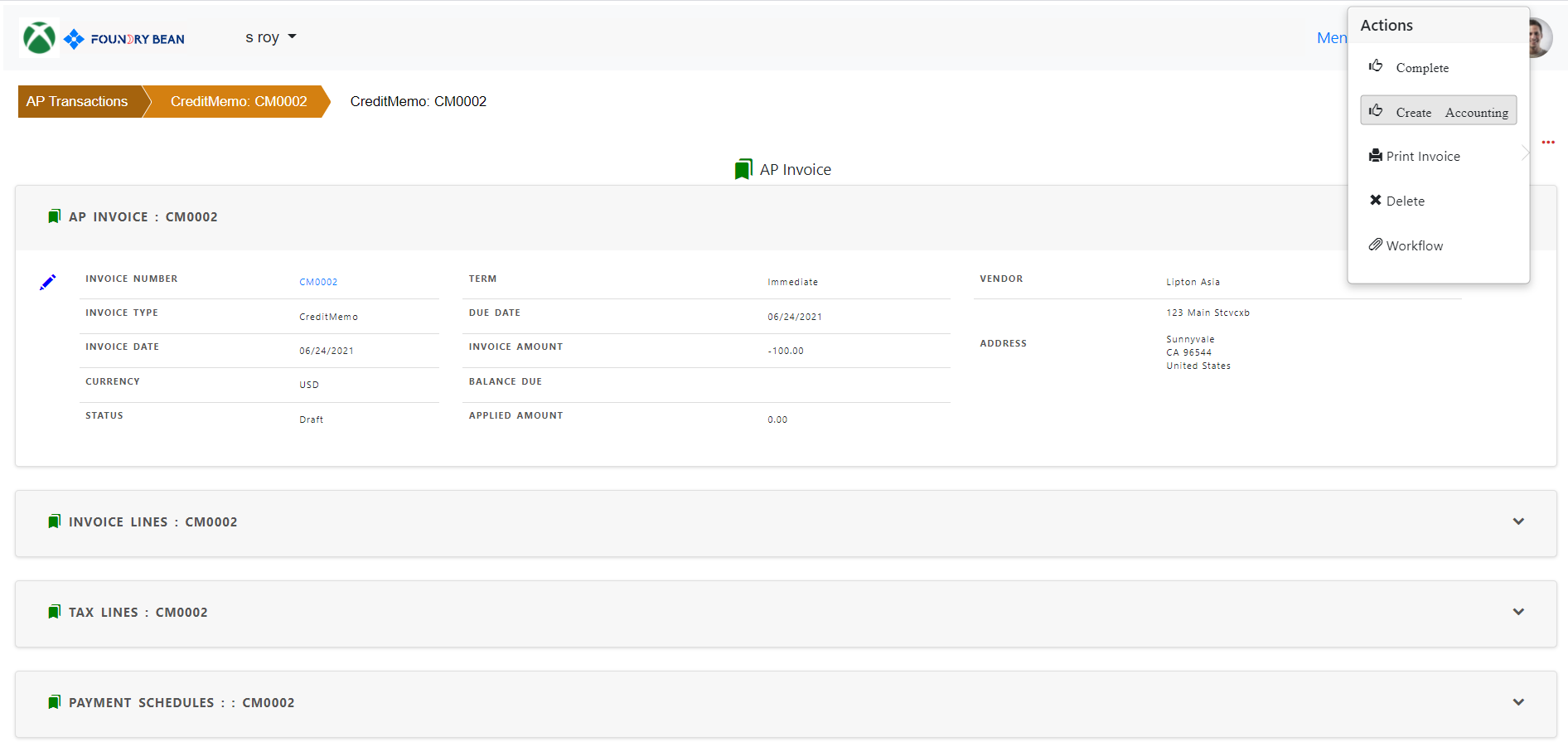 Payables Invoice