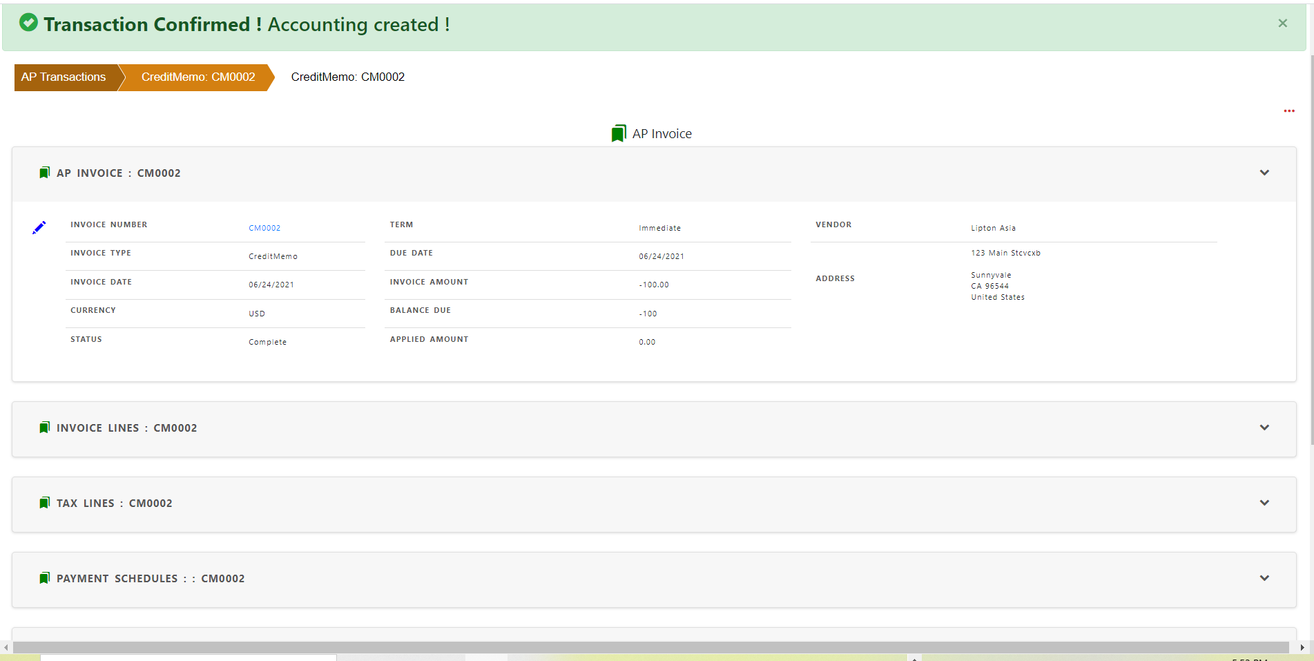 Payables Invoice