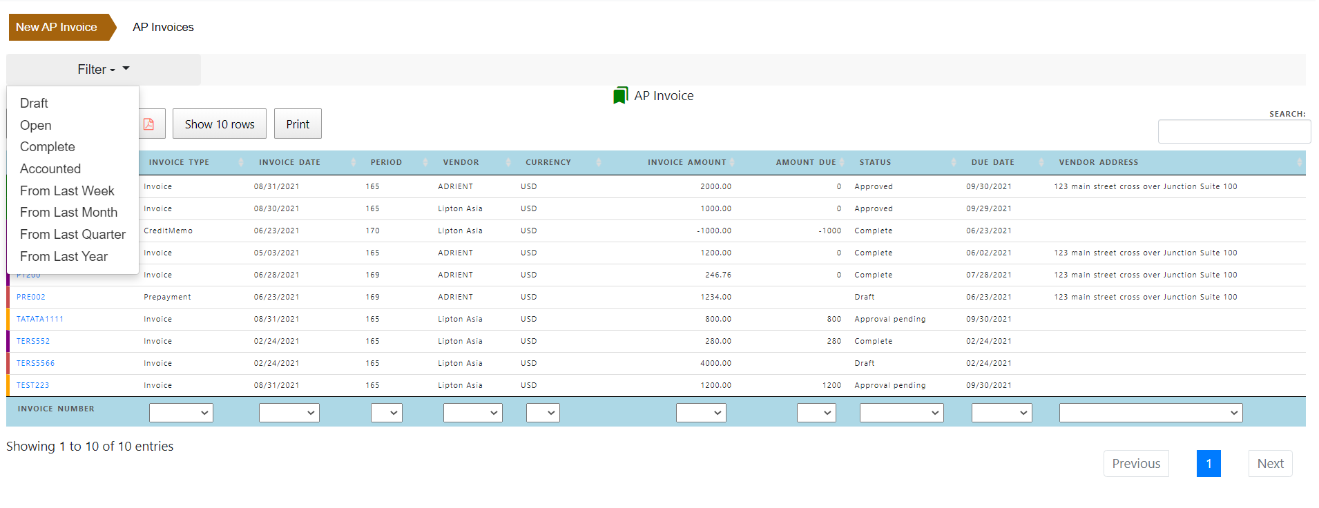 Payables Invoice