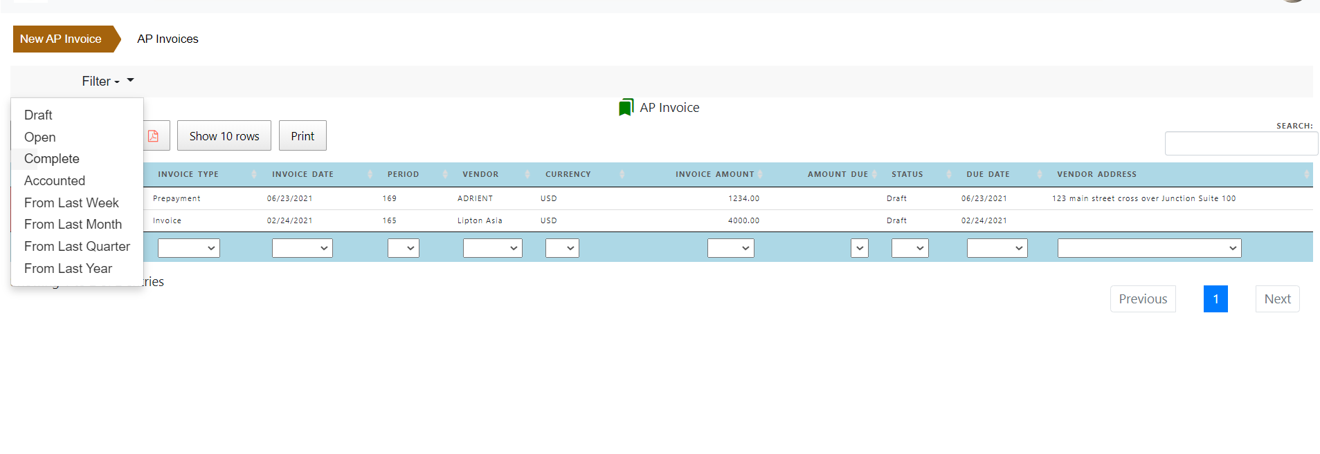 Payables Invoice