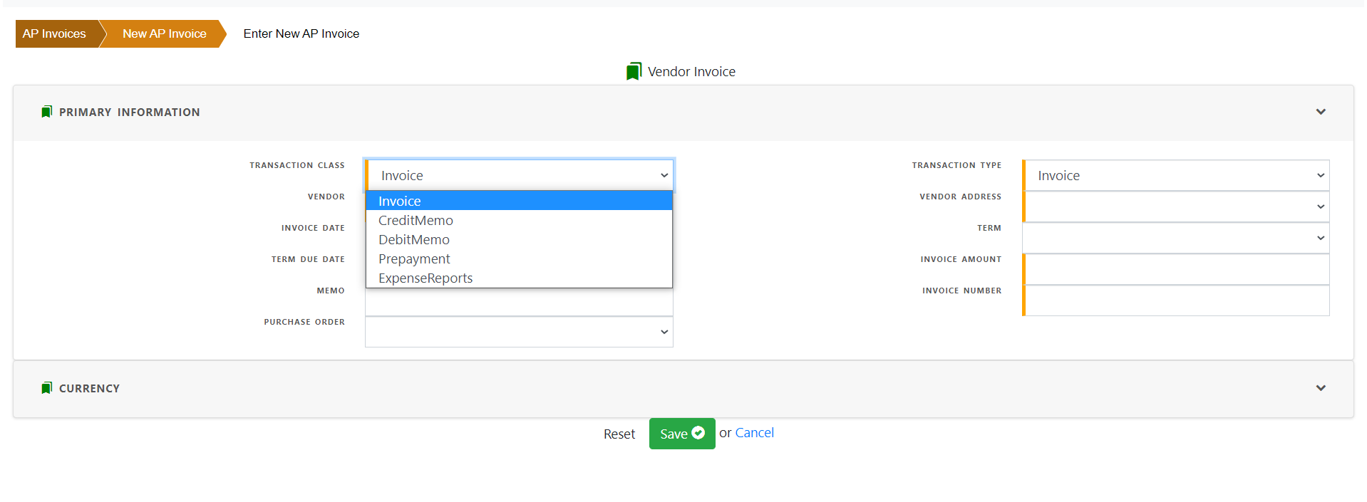 Payables Invoice