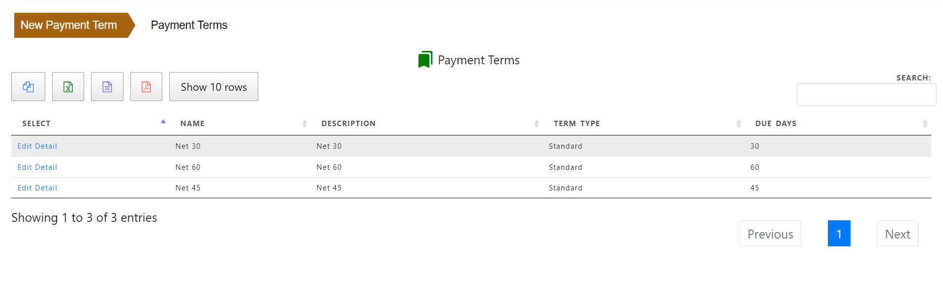 Vendor Payment Term