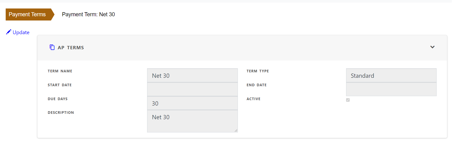 Vendor Payment Term