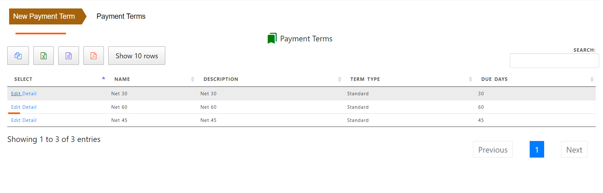 Vendor Payment Term