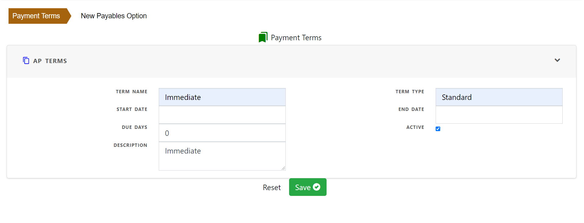 Vendor Payment Term