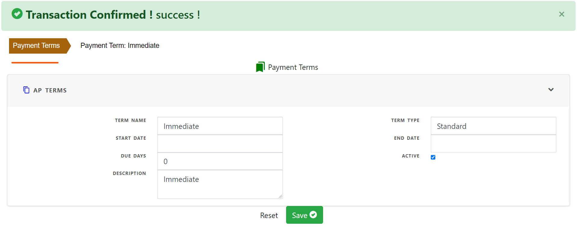 Vendor Payment Term