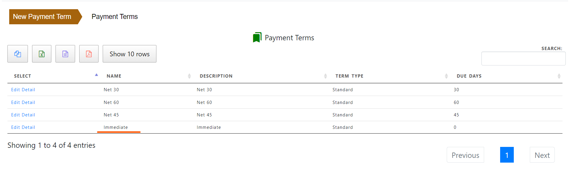 Vendor Payment Term