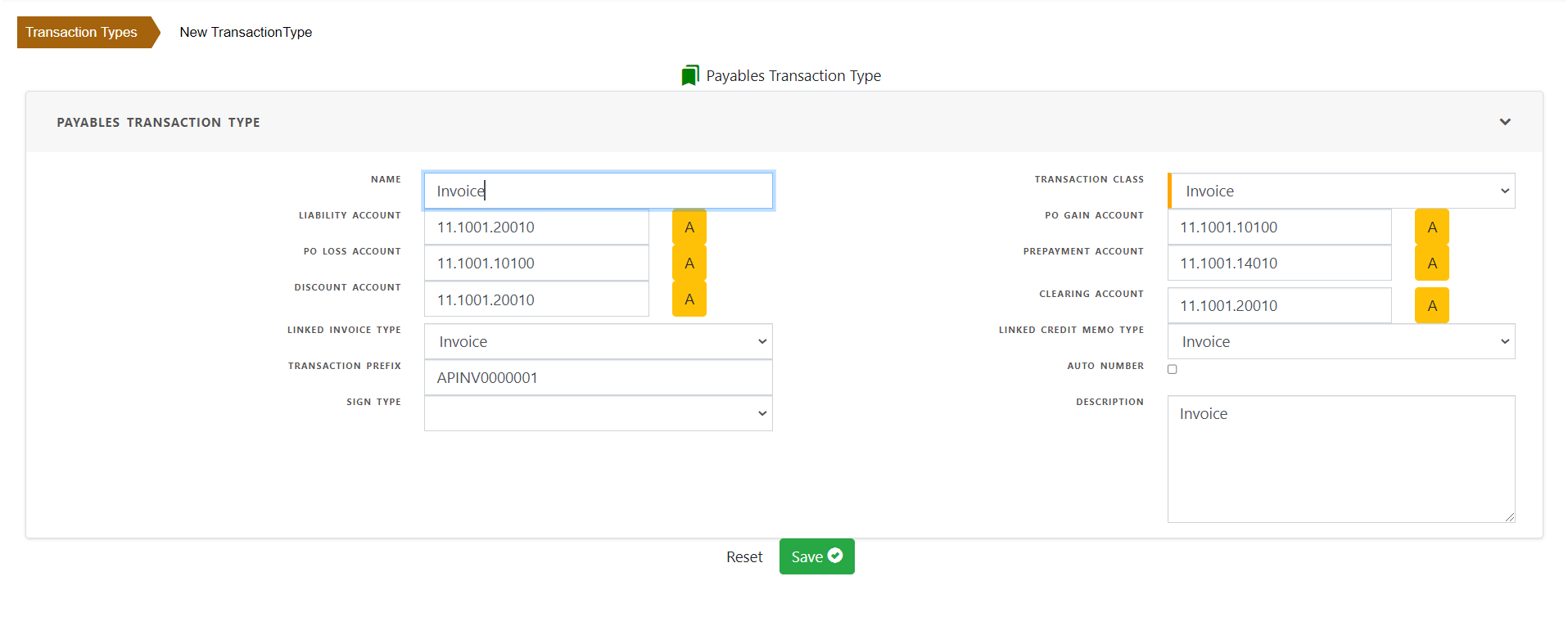 Payables Transaction Types