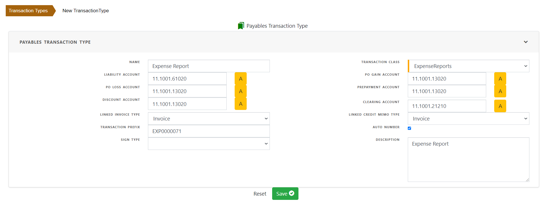 Payables Transaction Types