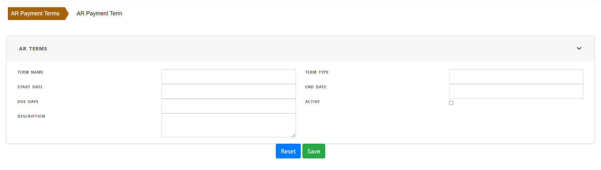 AR Payment Terms