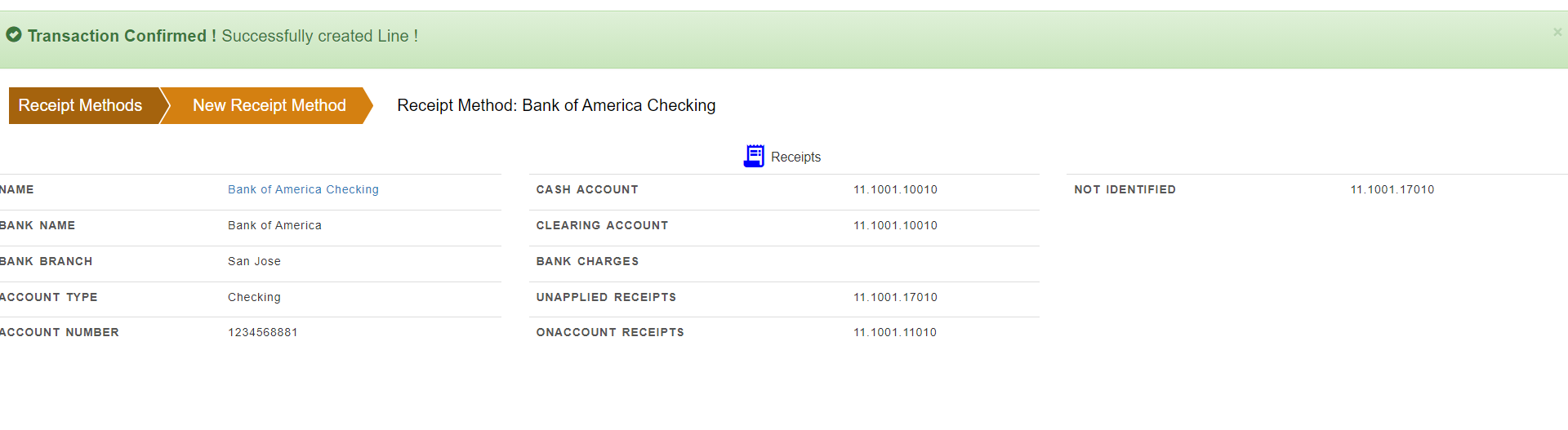 AR Receipt Method