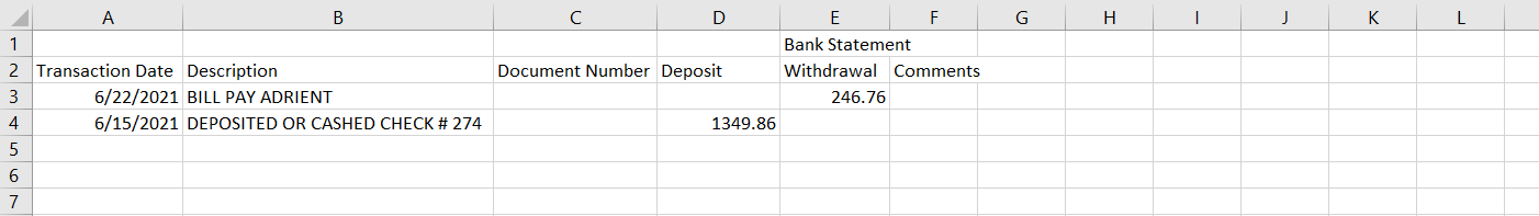 Bank Statement