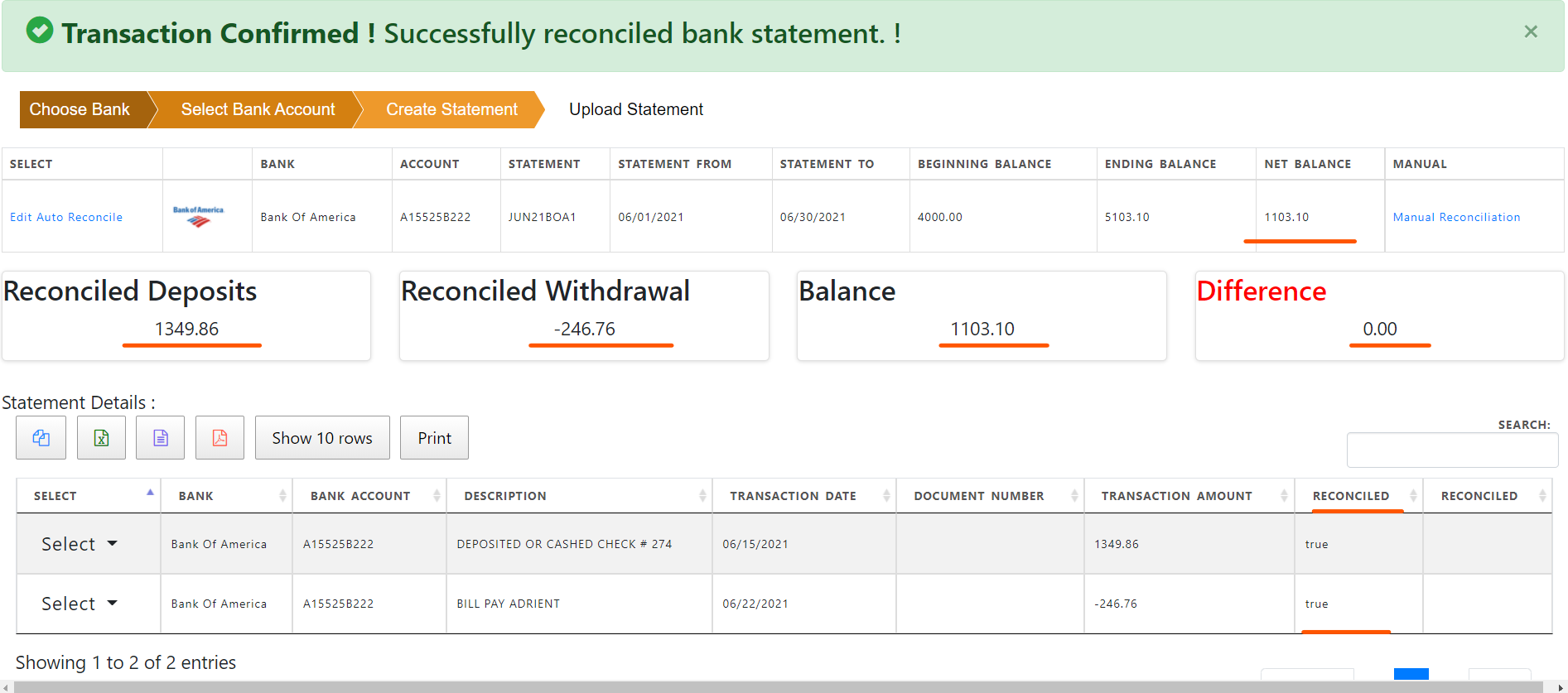 Bank Statement