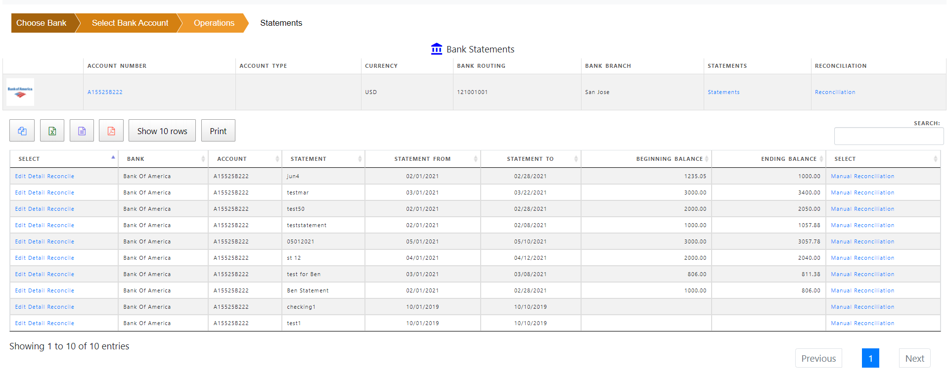 Bank Statement