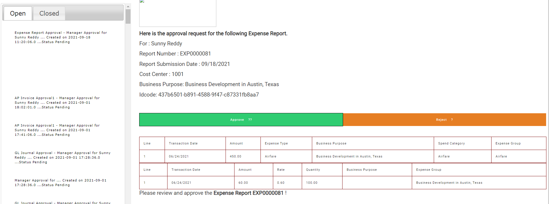 Expense Report