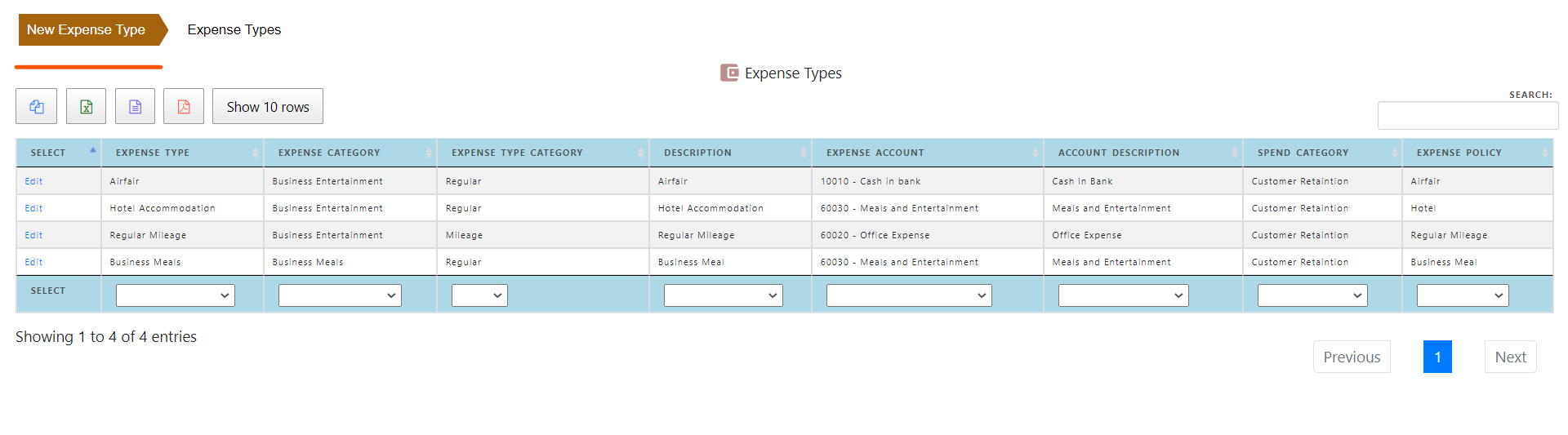 Expense Type