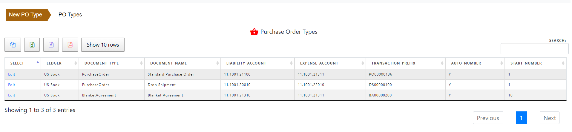 Purchase Order Type