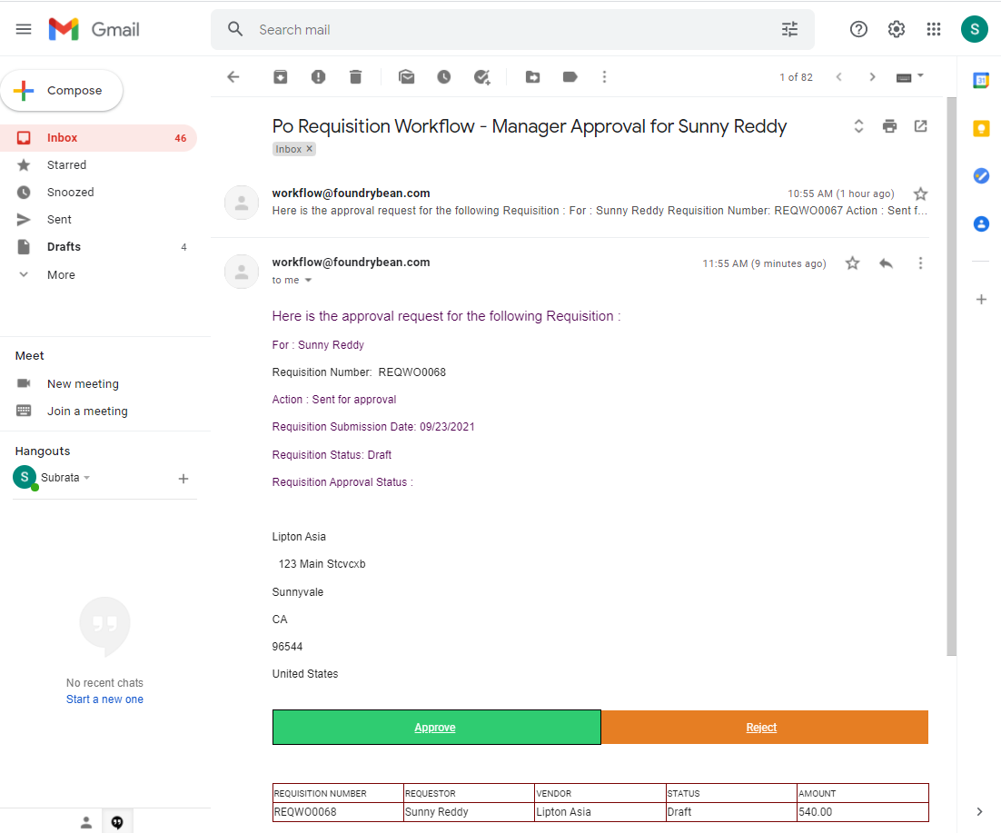 Import requisition