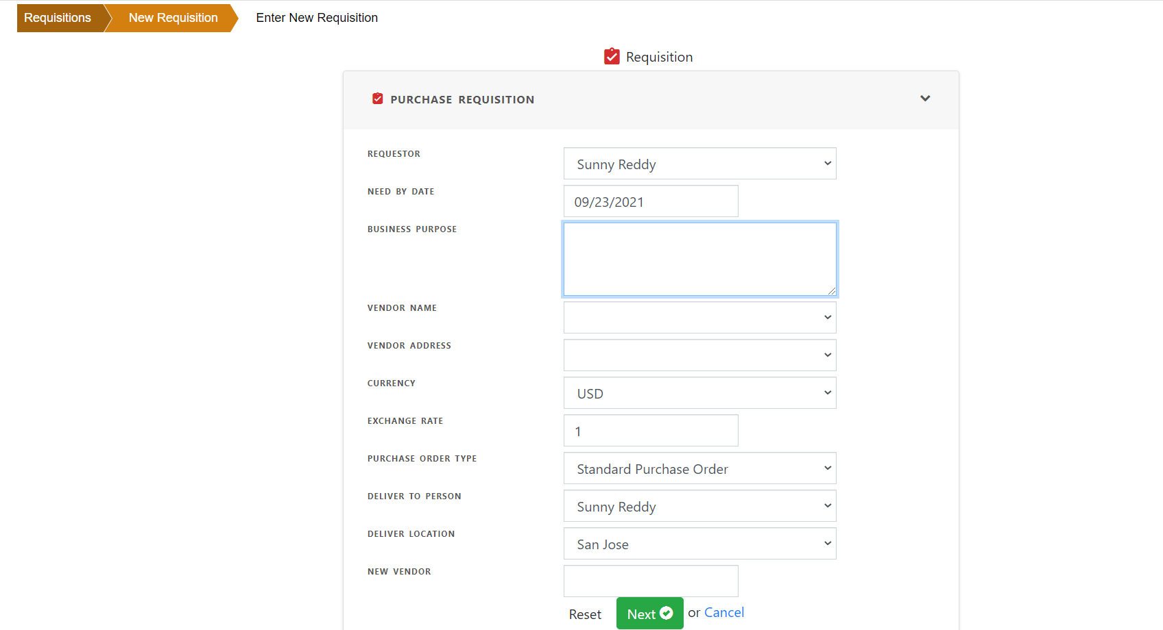 Import requisition