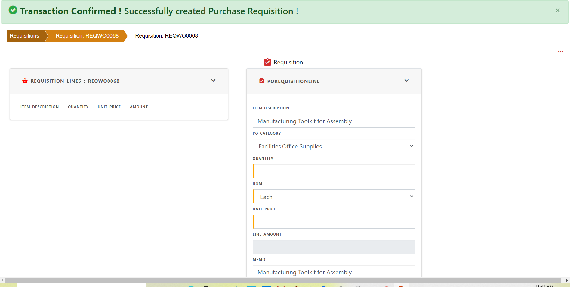 Import requisition